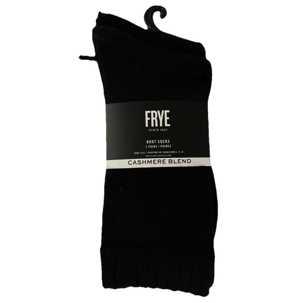 Frye Cashmere Blend Boot Socks Women's 5-10 Black Crew 2 Pairs NEW‎